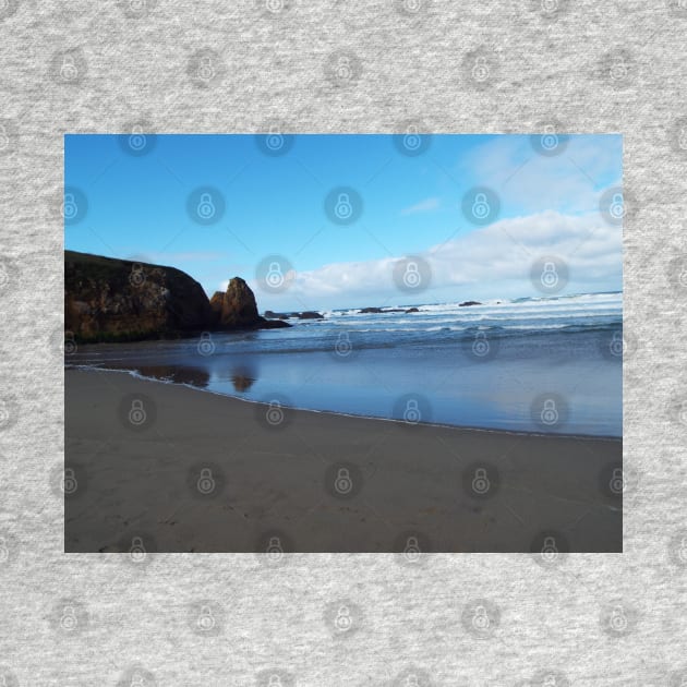 Serene Beach Reflection by HutzcraftDesigns